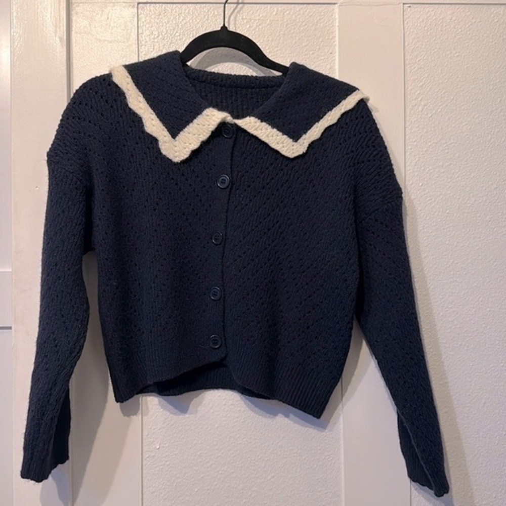 Zara old money cardigan with lace collar